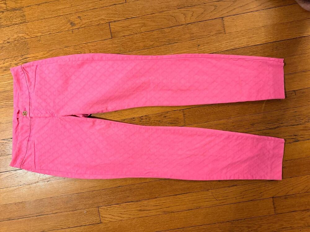 Lilly Pulitzer Pink Jacquard Straight Leg Pants Size 2